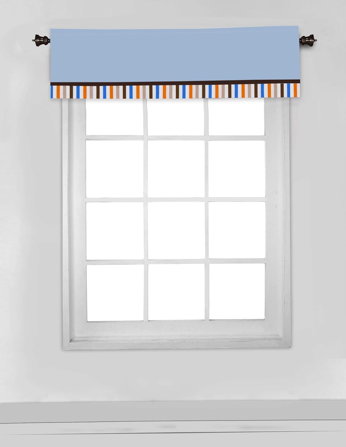 Bacati - Rod Pocket Window Valance Mod Sports Blue/Orange/Brown