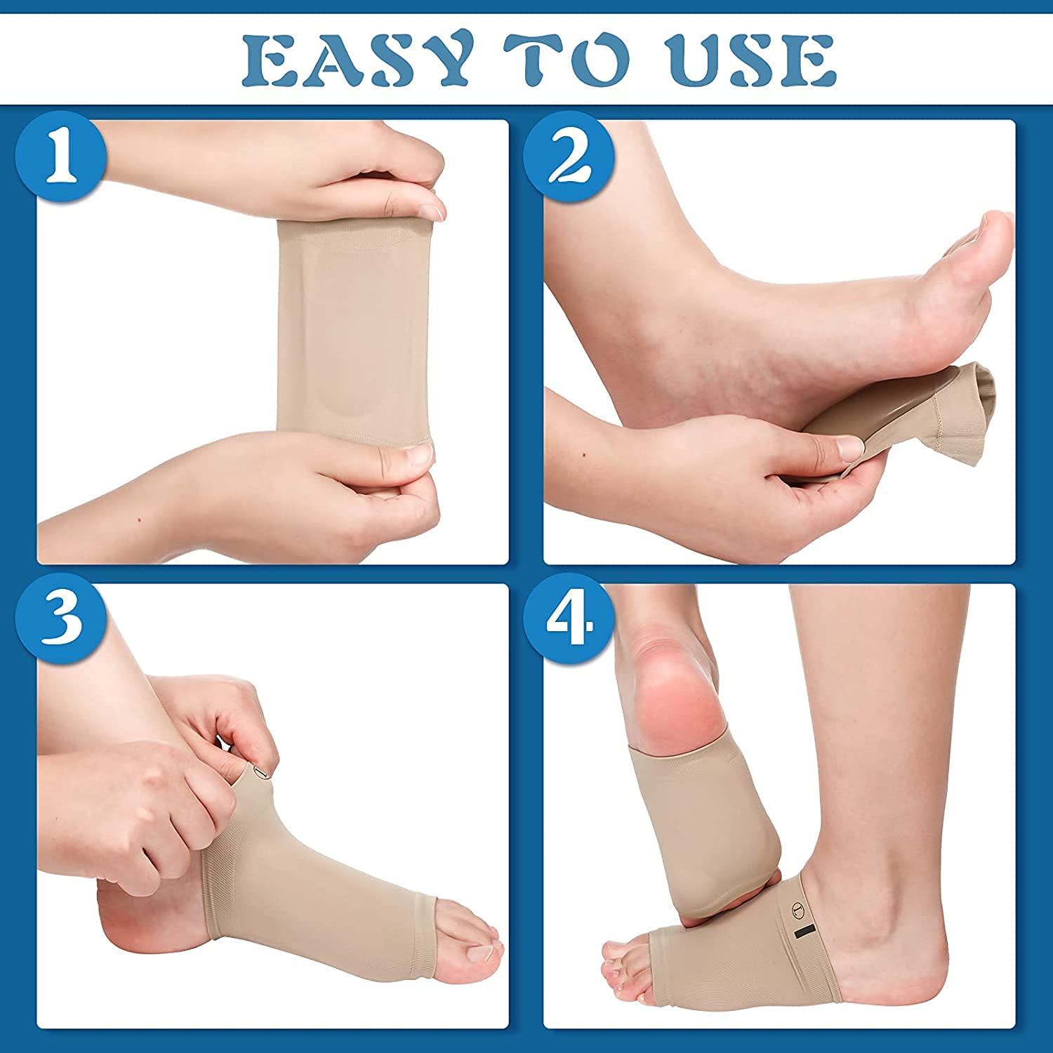 Aegon Flat Foot Arch Support for Men & Women | Medial Arch Support for Flat Feet Correction Sleeve with Cushion | Plantar Fasciitis Leg Foot Pain Relief Product | Foot Care for Orthopedic Shoes Slippers, Free Size - 1 Pair Aegon Flat Foot Arch Support for Men & Women | Medial Arch Support for Flat Feet Correction Sleeve with Cushion | Plantar Fasciitis Leg Foot Pain Relief Product | Foot Care for Orthopedic Shoes Slippers, Free Size - 1 Pair