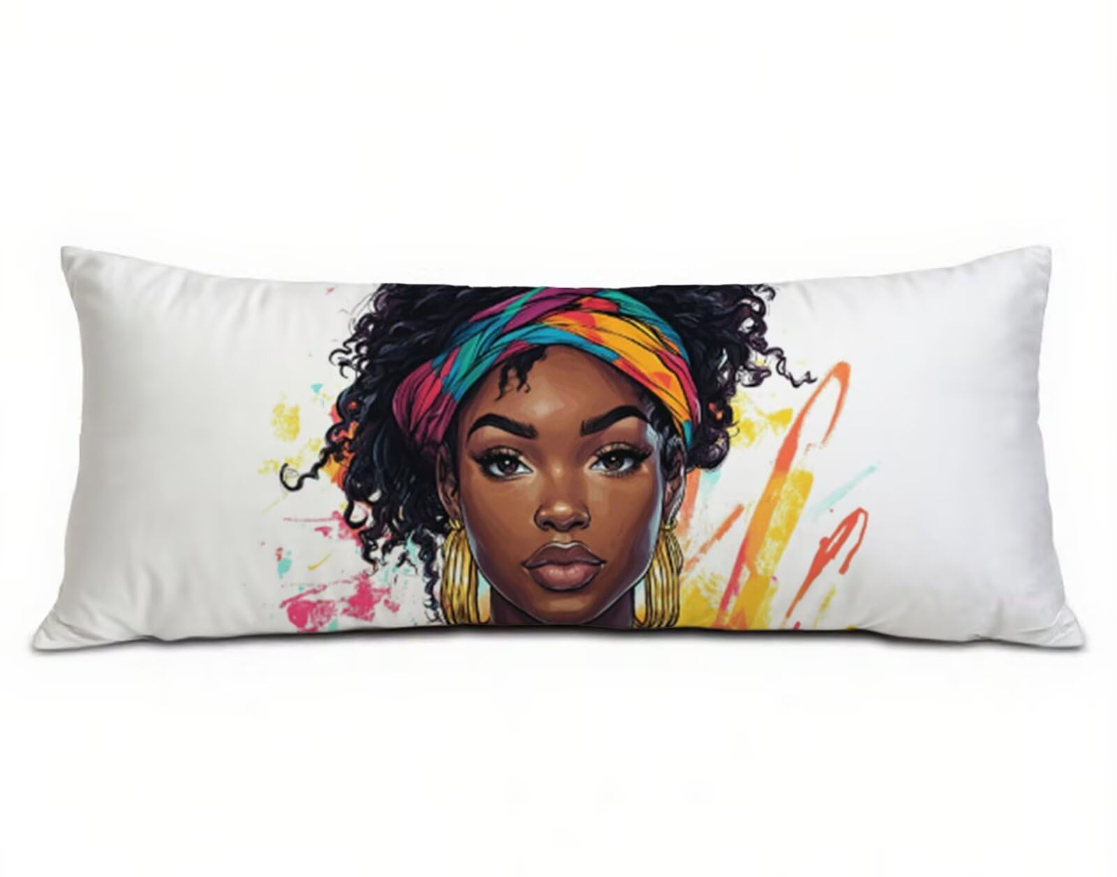 Colore Federe Cuscini Divano 60x180 cm, Cuscini per Divano in Velluto Cotone Morbida e Traspirante, Copricuscino Letto con Cerniera Invisibile donne africane Federe Cuscino, Regalo di Natale R-3350