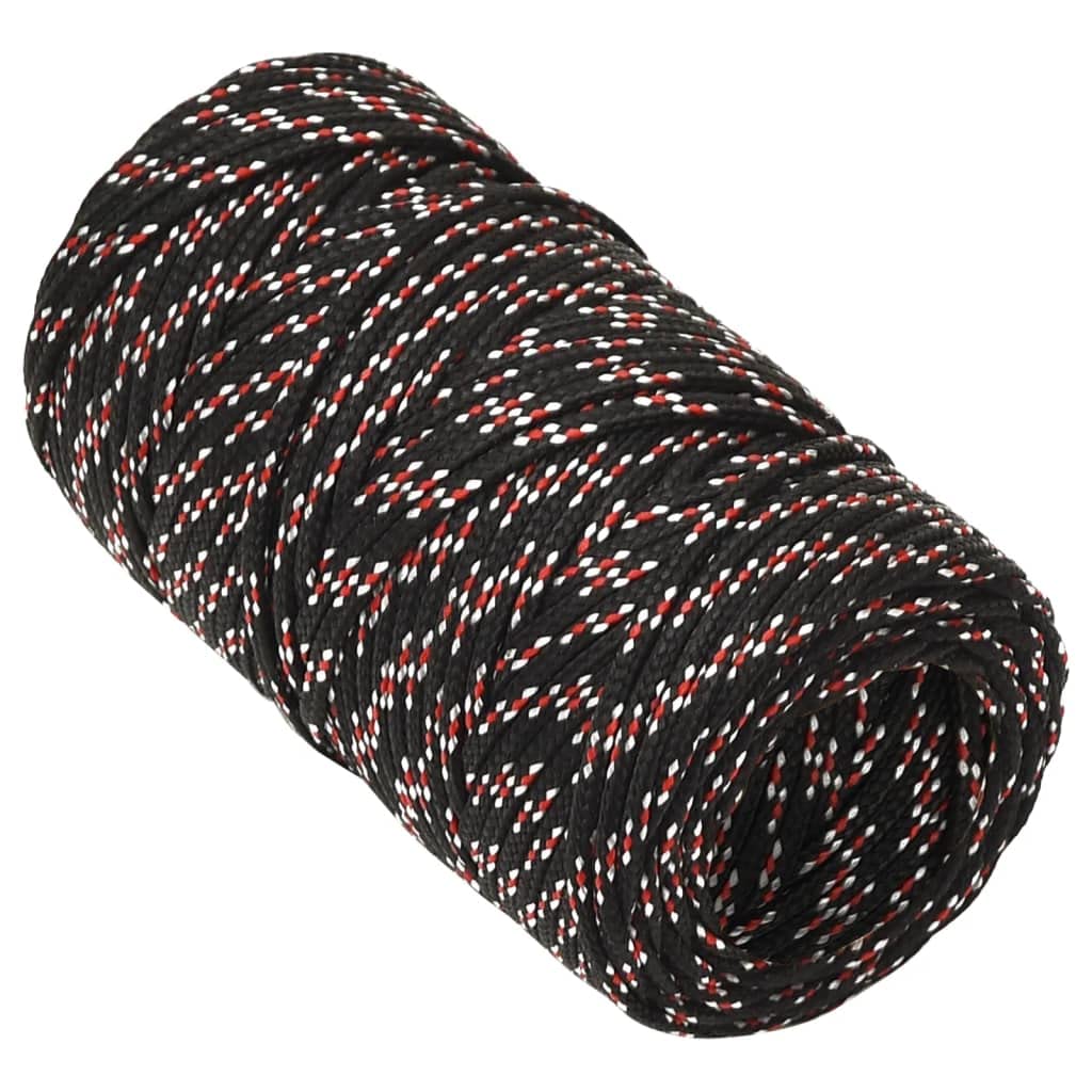 Cuerda Trenzada de la línea Outdoor, Cuerda for Barco de Polipropileno Trenzado, 100 m, 300 cm, Color Negro, for navegación, Acampada, al Aire Libre(Black+Red/500m,2 mm)