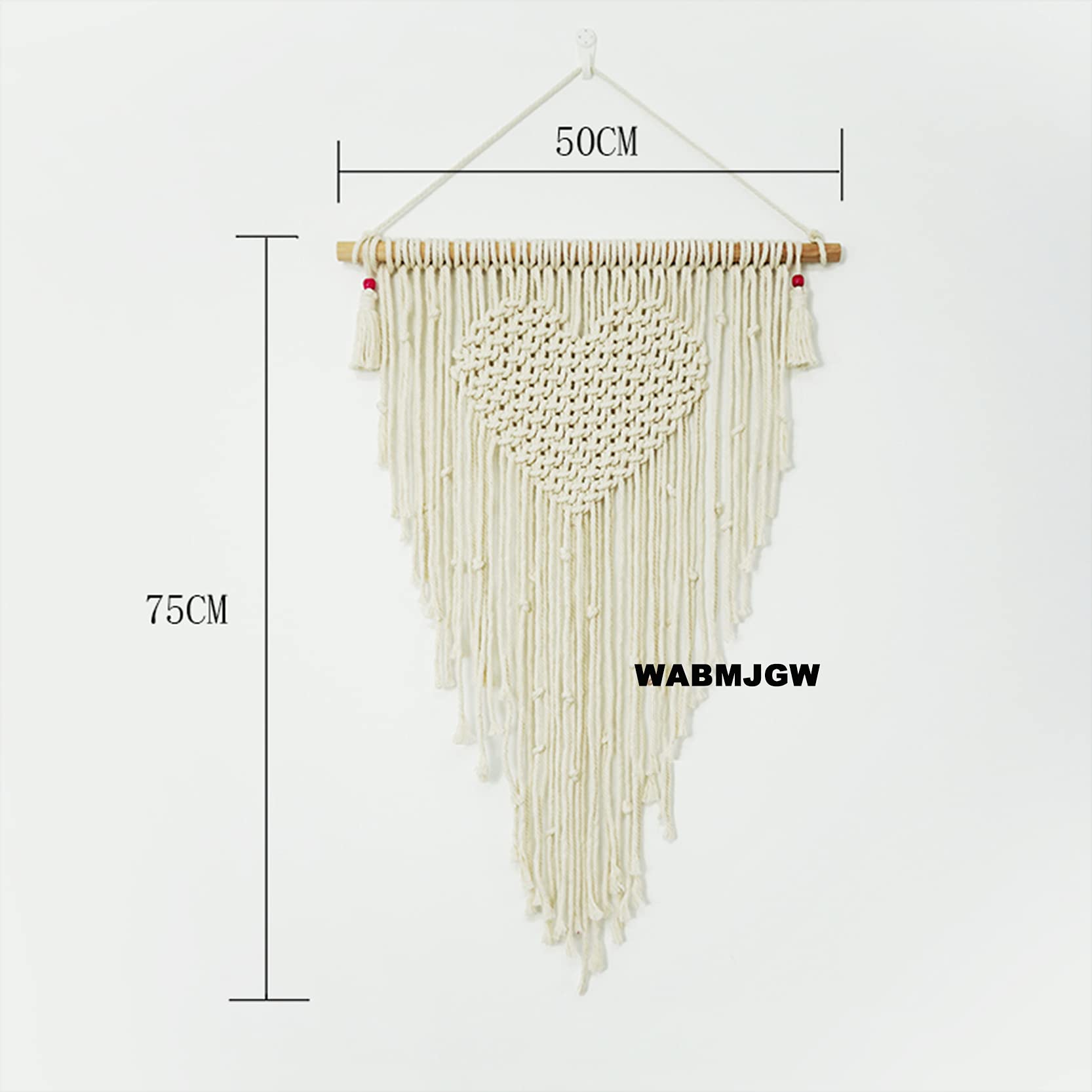 Tapiz para colgar en la pared de macramé, bohemio, chic, 50 x 75 cm, macramé, tela de algodón, hecha a mano, decoración del hogar