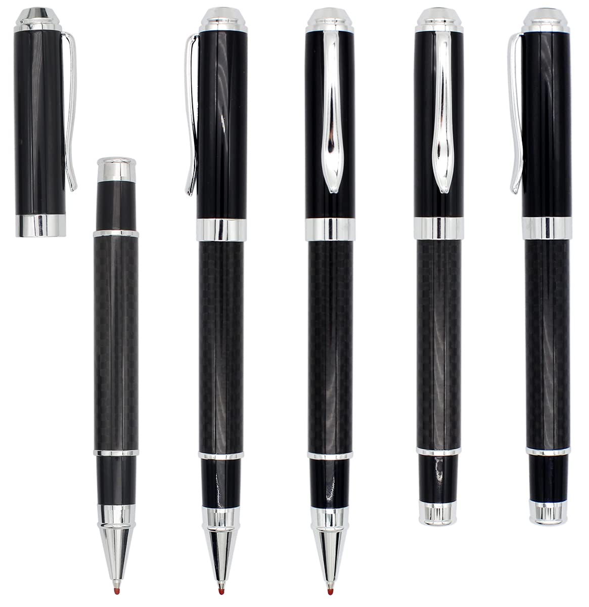 Gullor Carbon Fiber Rollerball Fine Point, Refillable Smooth Writing Pen Black Ink with Gift Box - Image 2