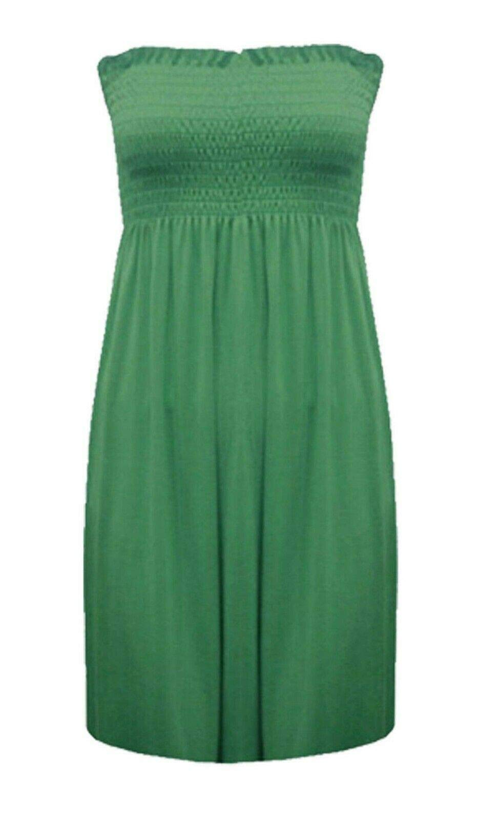 21Fashion New Womens Sheering Top Strapless Bandeau Dress Top Jersey Ladies Plus Size Boobtube Top Dress Jade Green