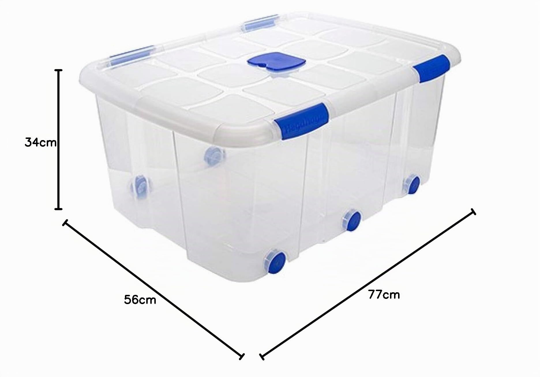Acan Tradineur - Caja de almacenaje, de 34 x 77 x 56,5 cm, nº 15, con capacidad de 100 litros con tapa y ruedas para organización del hogar, baúl organizador
