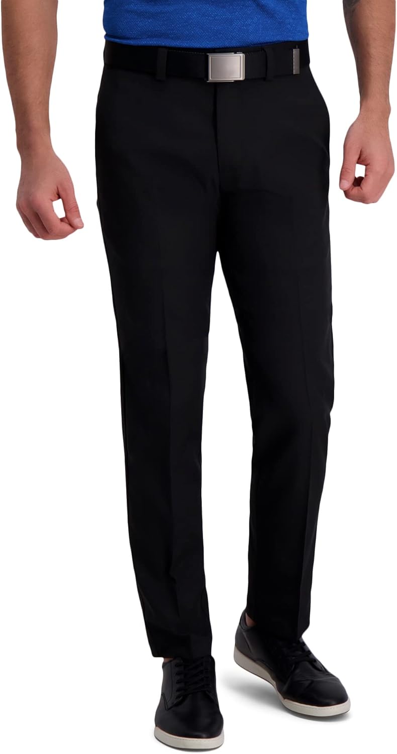 Haggar Mens Cool Right Performance Flex Straight Fit Flat Front Pant-reg. and Big & Tall