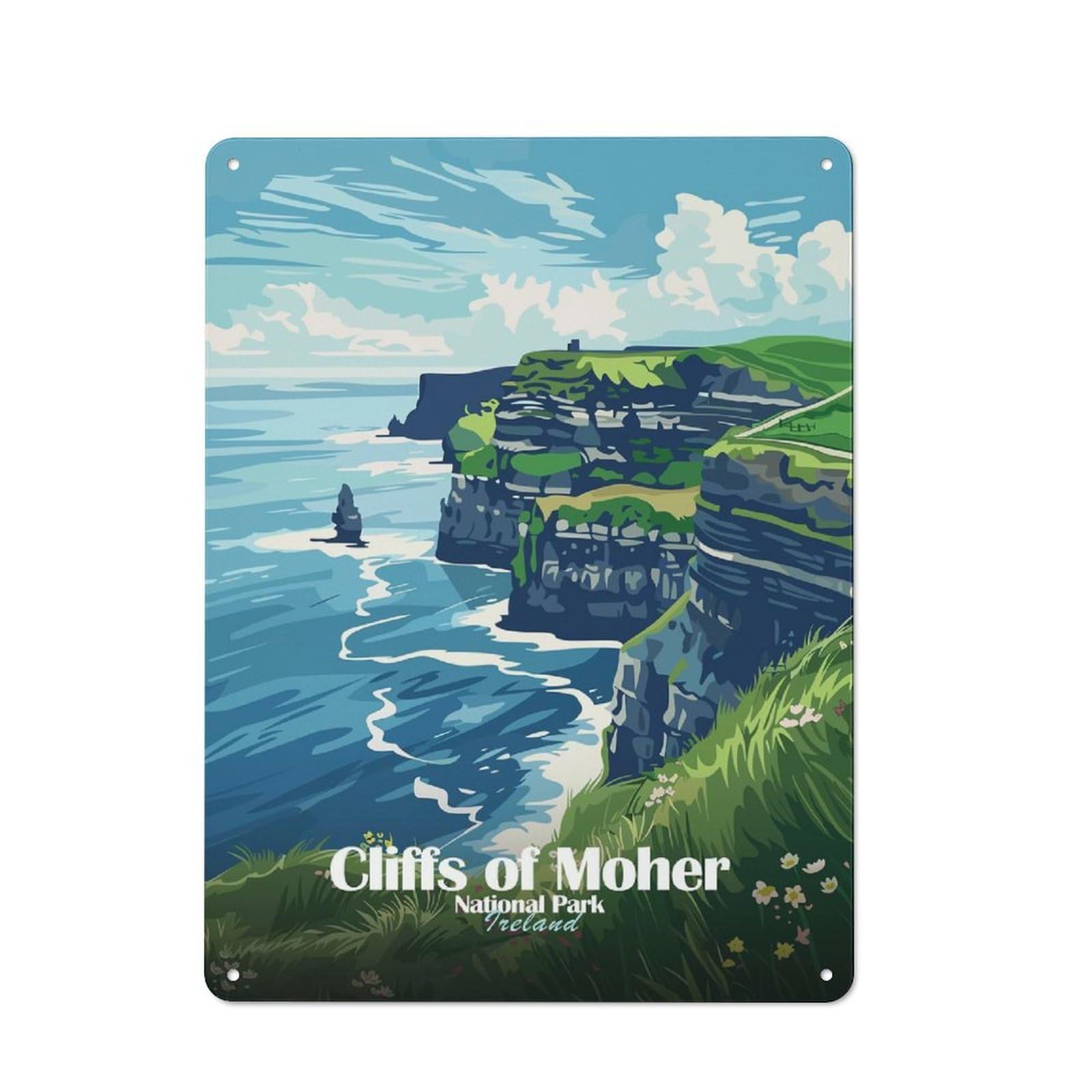 Junmoney Style-5 Tin Wall Plaque 40X30cm With Cliffs Of Moher National Park Ireland For Home Office Or Studio, For Garage, Workshop And Man Cave Decoration