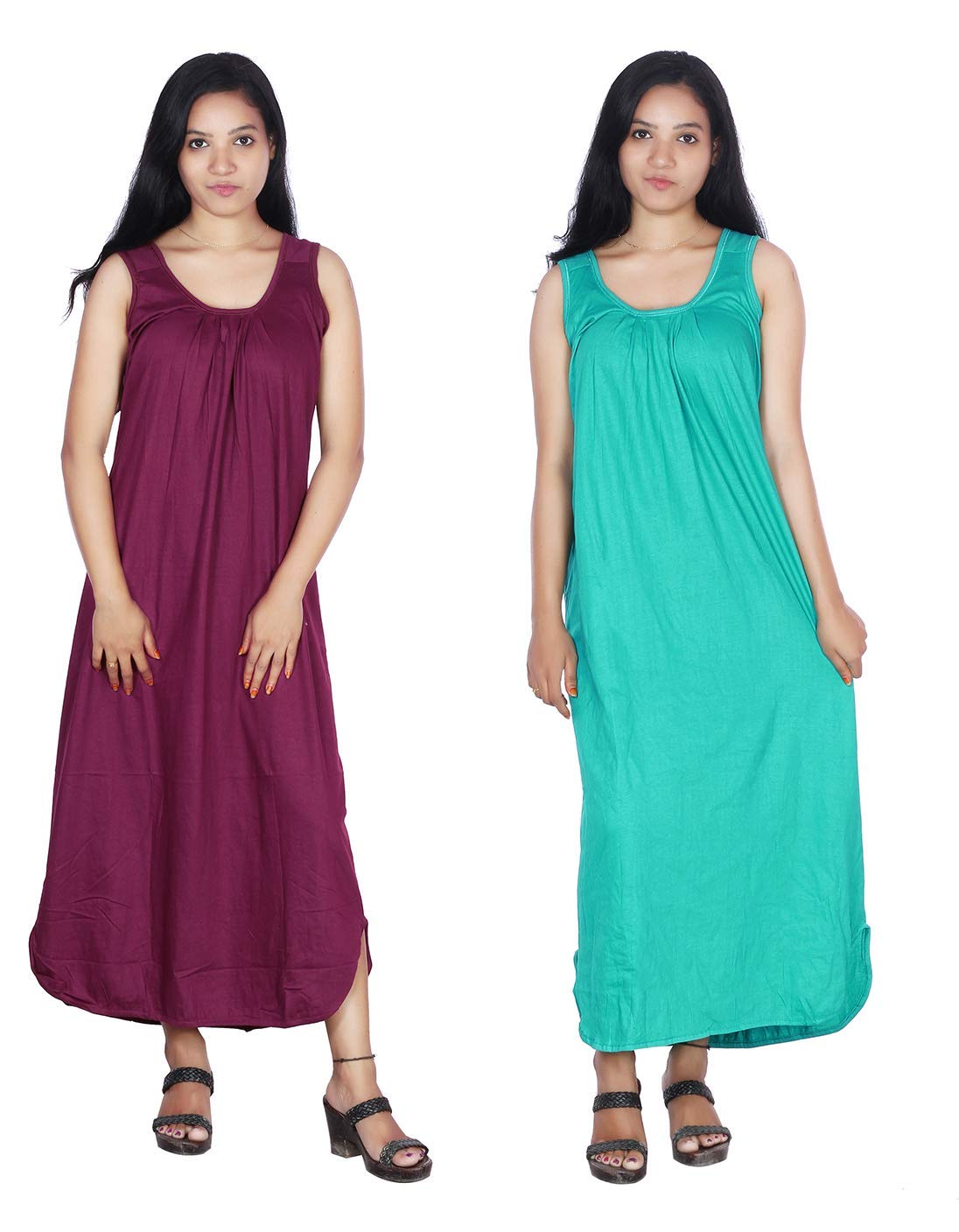 Rylie Women's Cotton Fabric Long Nighty Slip/Chemise - Full Length Camisole for Women - Plus Size Nighty - Kurti Slip