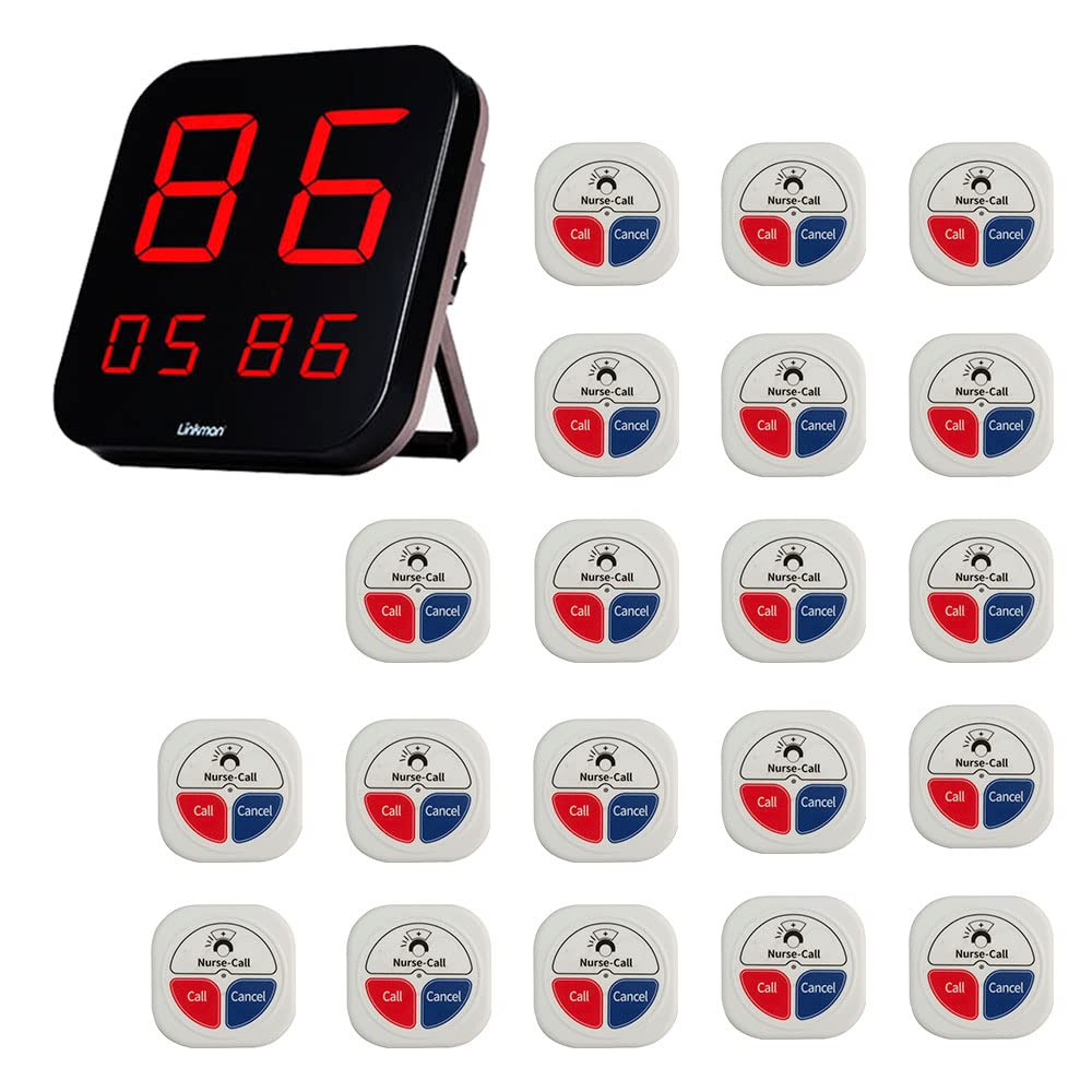 Linkman by Ulink Wireless Nurse Call Bell System with 1 Display Receiver, 20 Call-Cancel Remotes