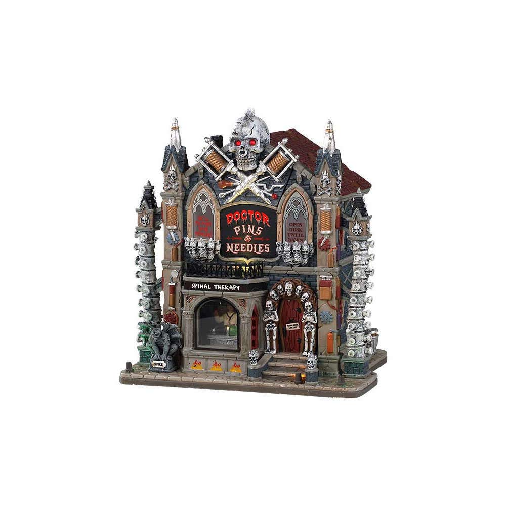 Lemax 95443 - Doctor Pins & Needles - Neu 2019 - Doktor Therapie - Spooky Town - Zahlreiche LEDs - Inklusive Adapter - Gruselhaus/Geisterhaus - Halloween Deko