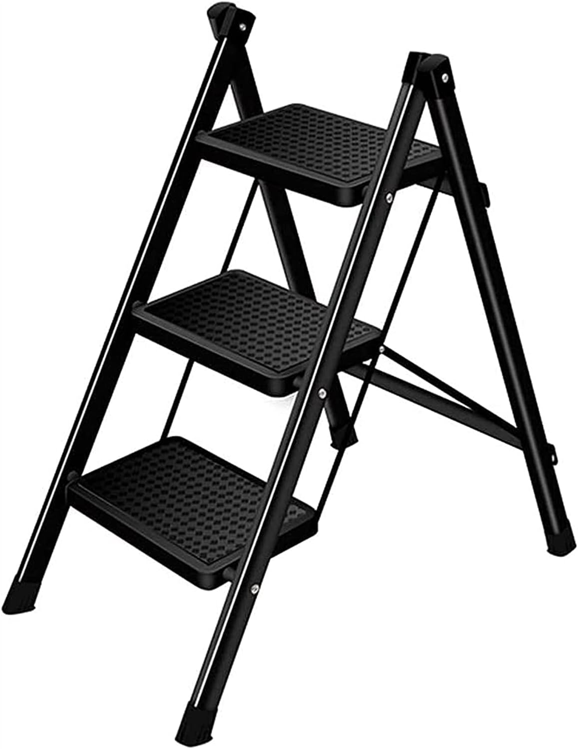 OKUOKA Ladders,Small Step Ladder 3 Step Folding Step Stool with Non-Slip Pedal Lightweight 330Lbs Sturdy Steel Herringbone Ladder Multi-Use for Household Kitchen/a/3-Step Ladder