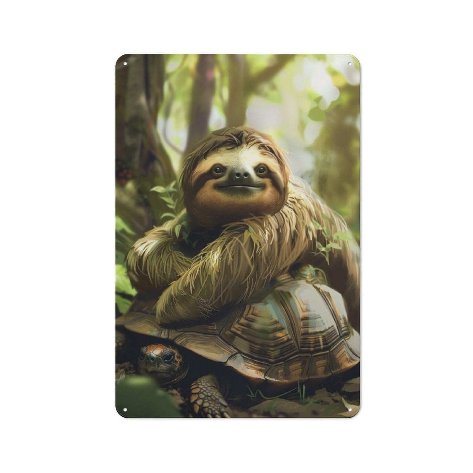 Everyday Sloth Chilling Turtle Back Metal Gift Sign 30x20cm, Room Wall Plaque for Home, Shop, Pub Or Studio Wall
