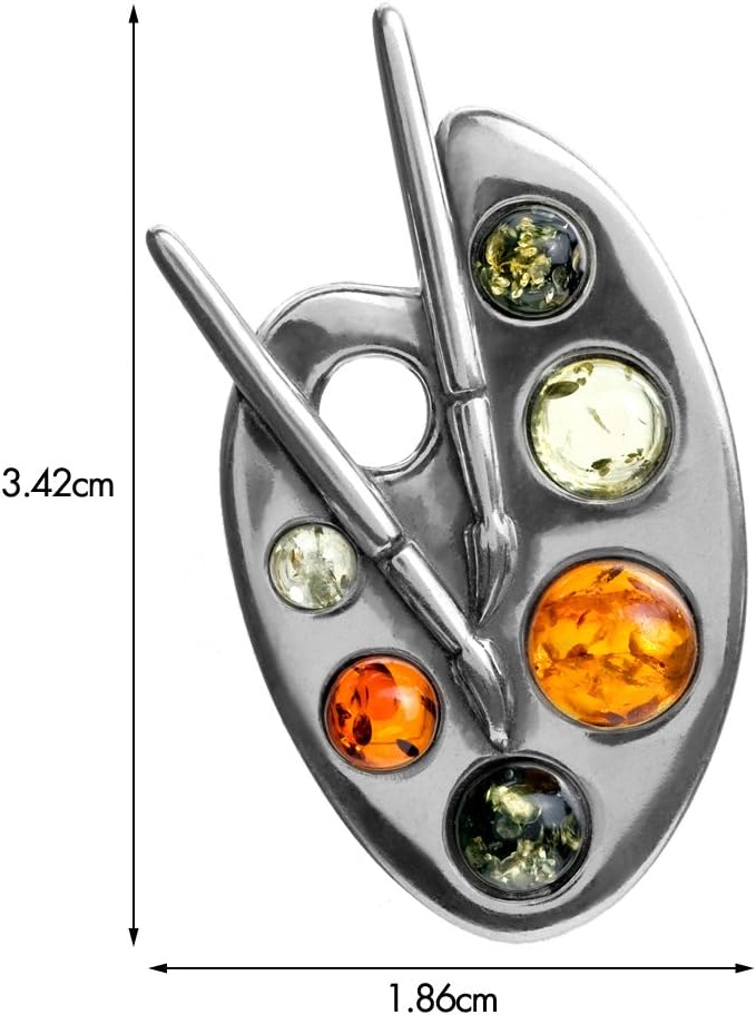 Ian and Valeri Co. Multicolor Amber Sterling Silver Palette Pin Brooch