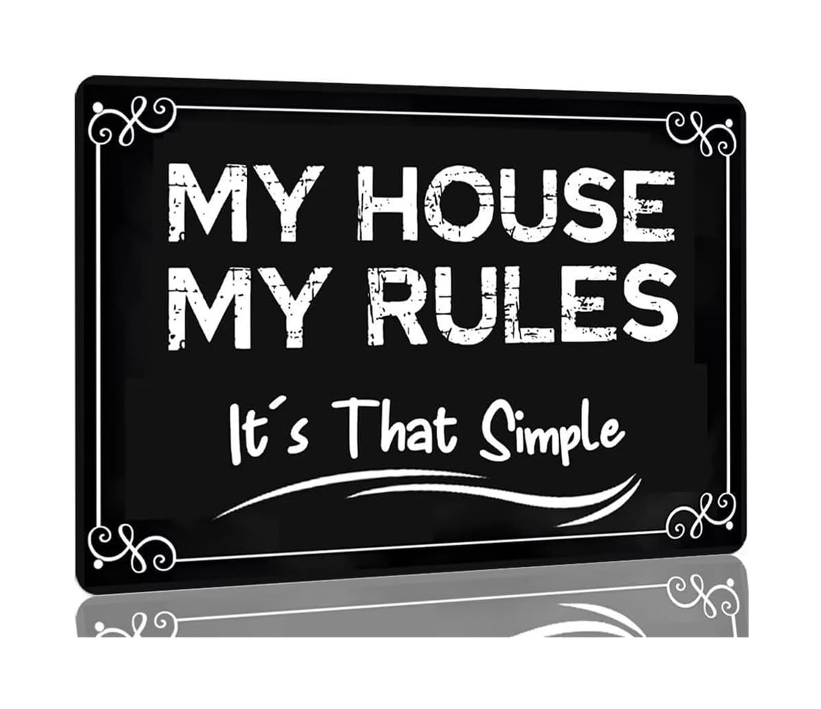 TAMDDBPJD My House My Rules Its That Simple House Rules Tin Sign Vintage Metal Wall Art for Garage Man Cave Backyard Porch Rustic Decor 8 X 12 in