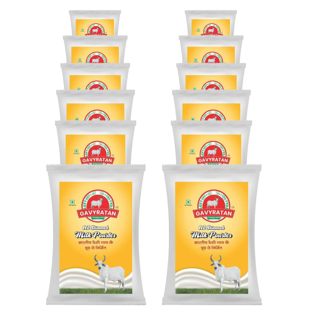 GAVYRATAN A2 Cow Skimmed Milk Powder 1kg | All Natural | 100% Pure | Boosts Liver Health Pack of 1 (Pack of 12)