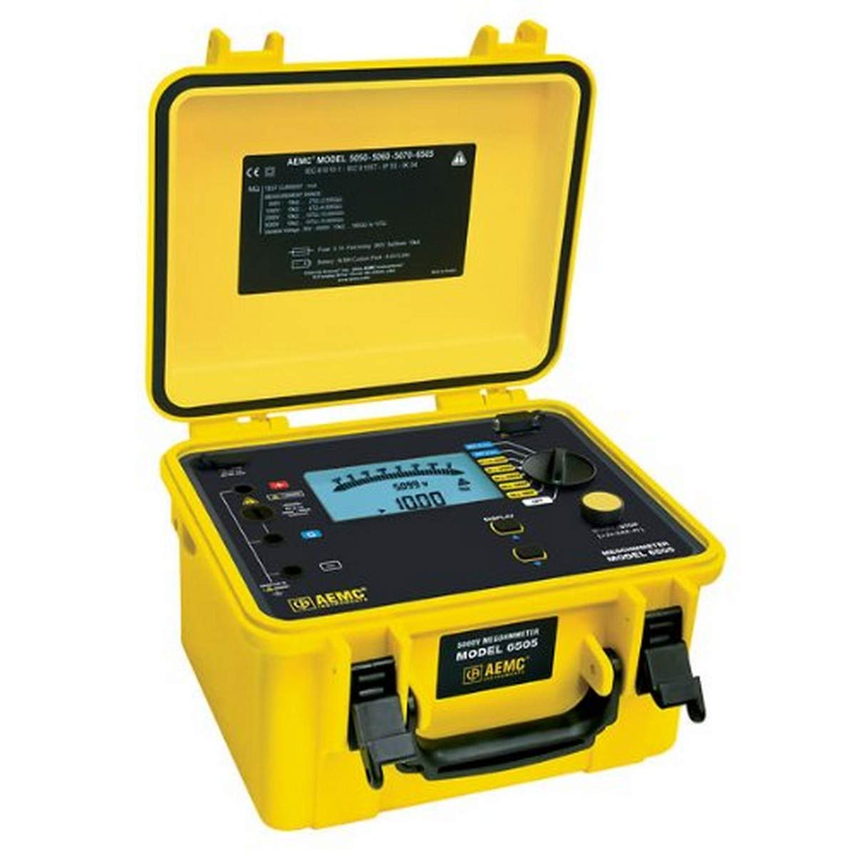 AEMC6505 Megohmmeter, 10 Teraohms Resistance, 500V, 1000V, 2500V, 5000V Test Voltage