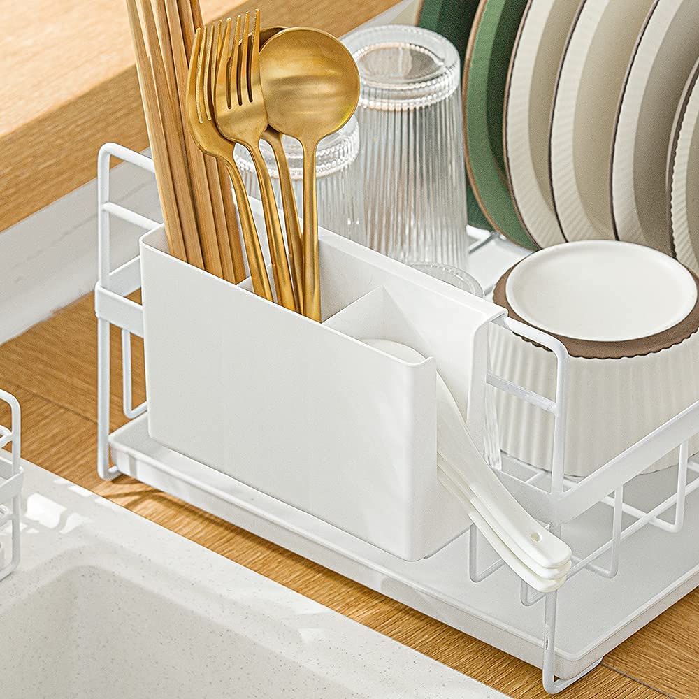 Buy SUNFICON Dish Drying Rack Kitchen Countertop Dish Drainer White Dishes Draining Holder