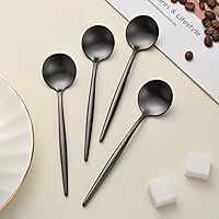 Vista 5 de 5.1 Pulgadas Cuchara de Té Satinada Negra SS18/10, Juego de 4 Mini Cucharas de Café de Acero Inoxidable, Cuchara de Té Pequeña, Cucharas Demitasse