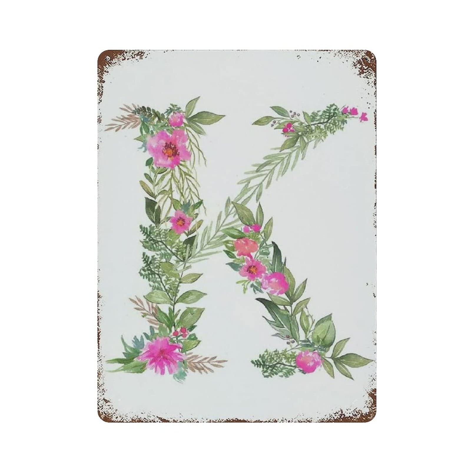 K Wall Letters Nursery Letters Floral Metal Signs, Fun Poster For Bar Kitchen Cafe Farmhouse Wall Decor 12x16 inch