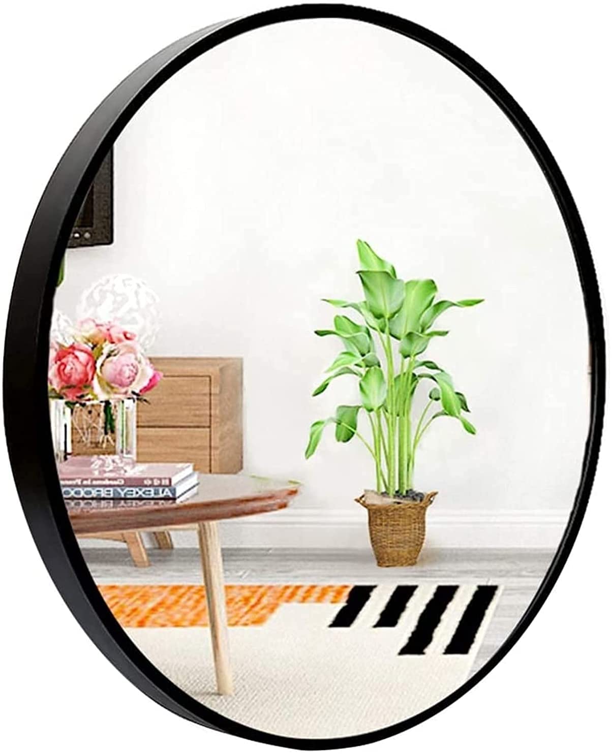 TYUHDUYUR Large Round Wall Mounted Mirror for Bathroom | Cicular Wall Mirror Black | Modern Decorative Mirrors for Wall | Vanity Shaving Make up Mirrors Living Room Entryway Bedroom