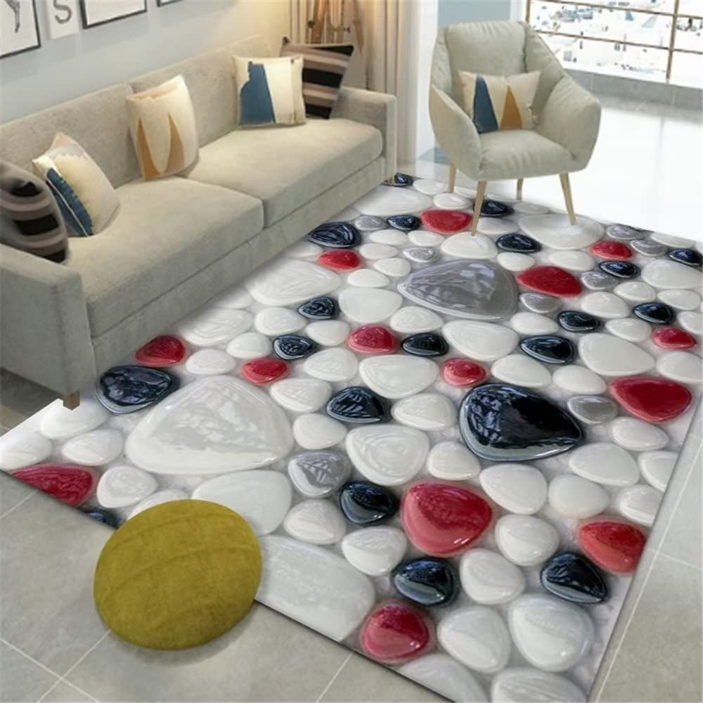 Tapis de salon abstrait pierre rouge 100x200cm pour chambre d'adulte moderne