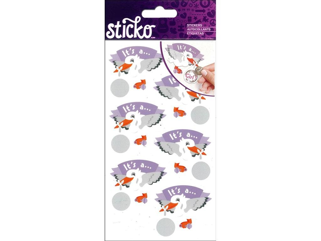 NEW! Sticko Stickers-It's A Girl Scratch Off Reveal