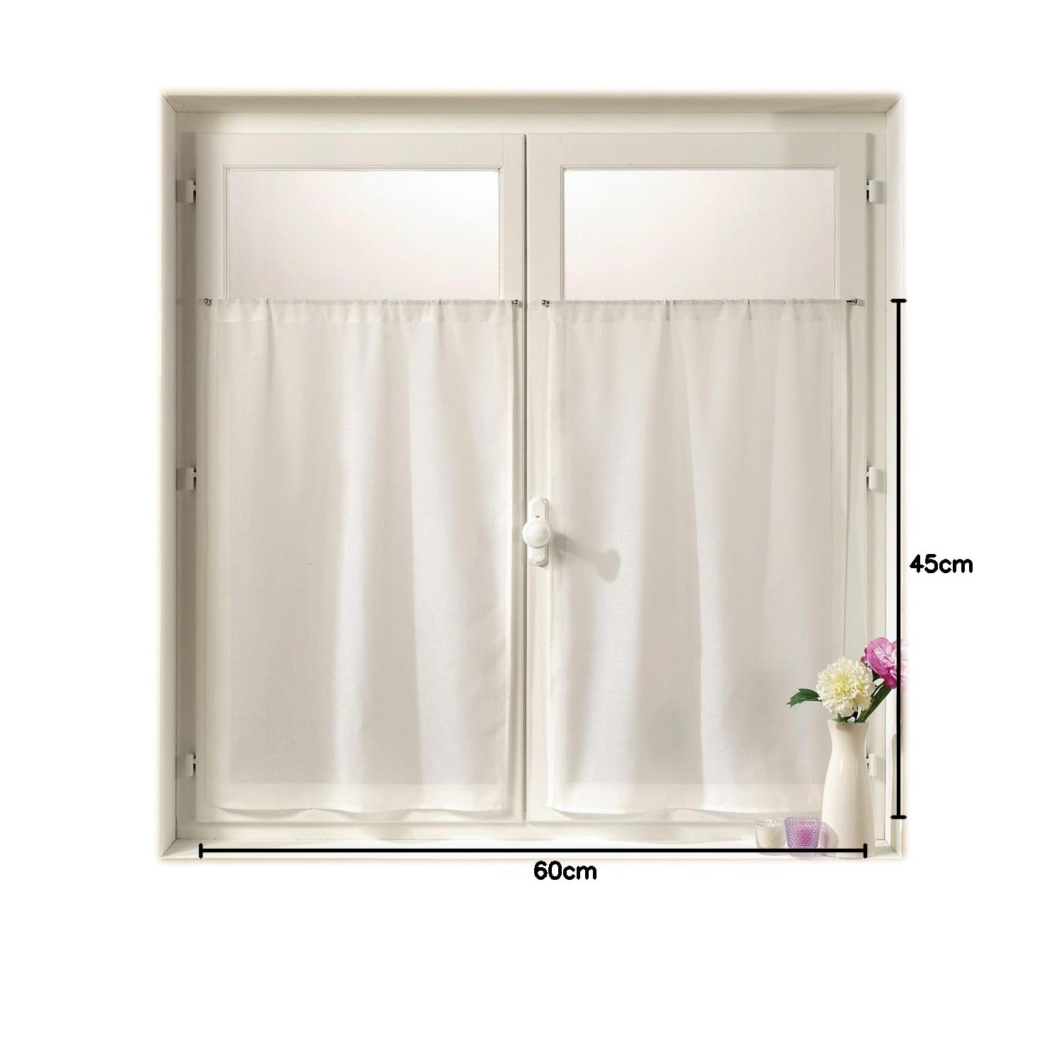 Paire Vitrages Droits Étamine Champagne Linder – 45x60 Cm, Passe Tringle, Tissu Français Tamisant & Élégant