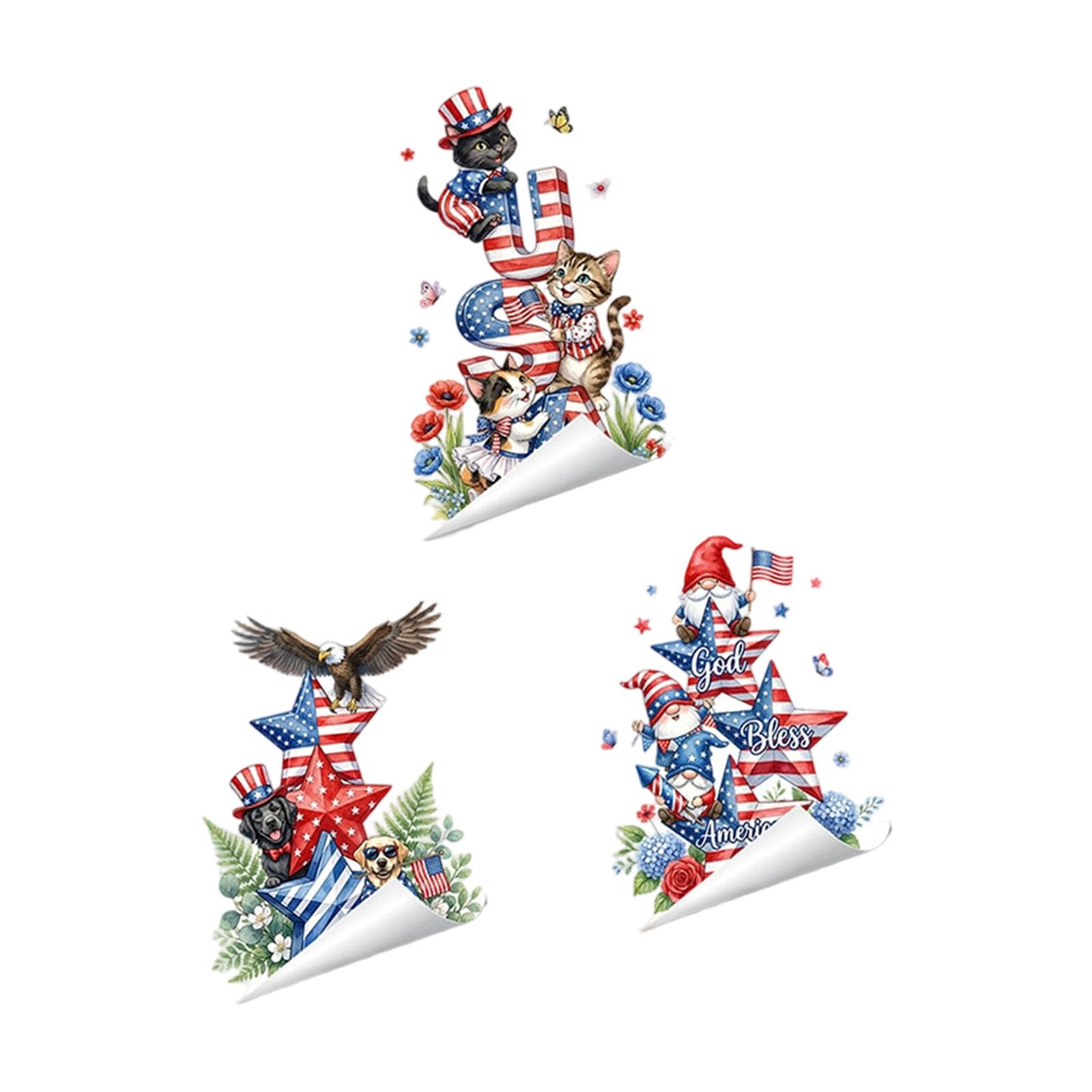 Whoasyst Statics Cling Window Decal US Flag Design Easy to Apply and Remove Party Window Clings for Festival Decors US Flag Glass Decal
