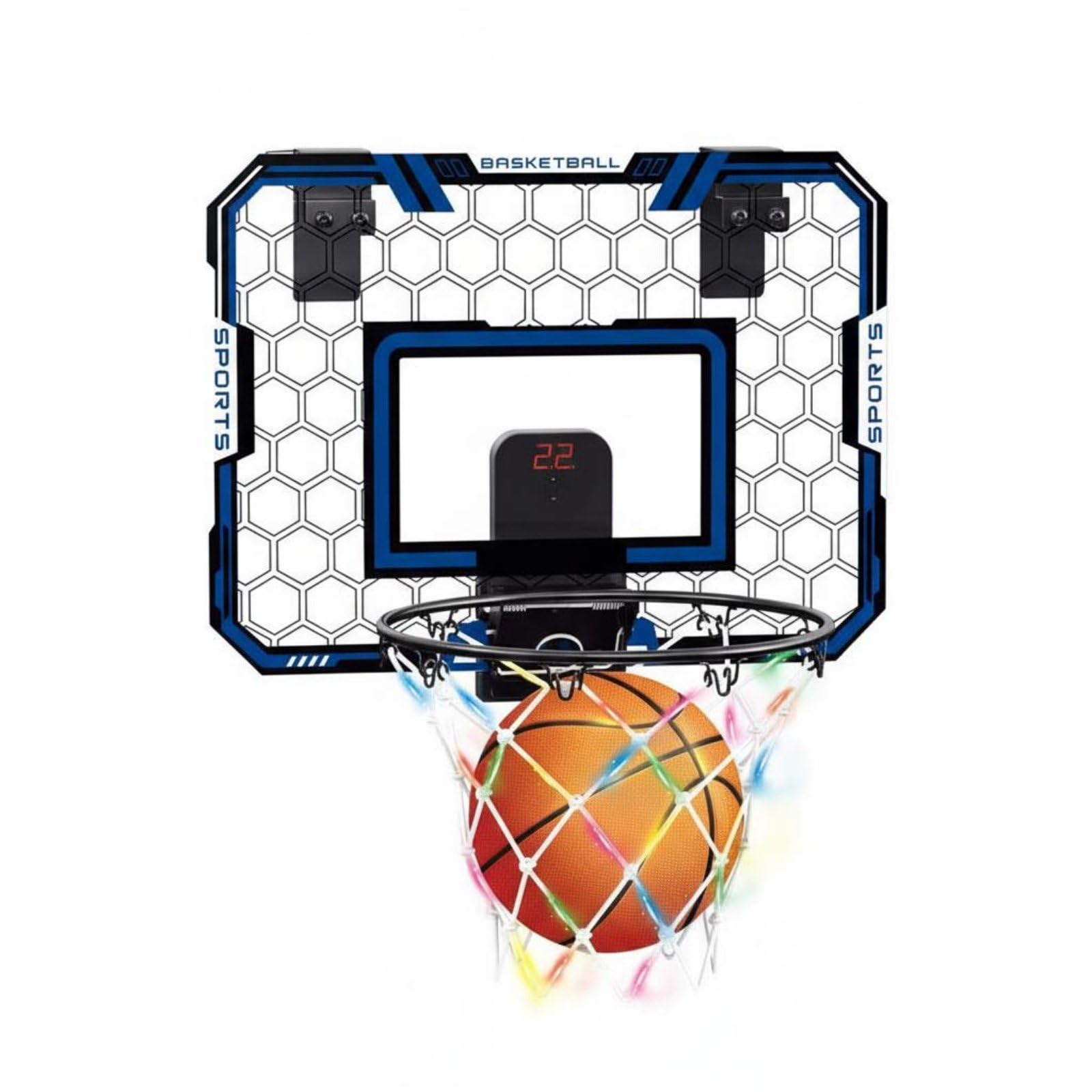 Mini Hoop Sport Hoop with Scoreboard Indoor Outdoor Use Electronic Scoring Hoop Sport Toy Illuminated Lights & Audio Effects, Blue|Sporting Goods | Team Sports | Basketball | Backboard Sy-picture-23