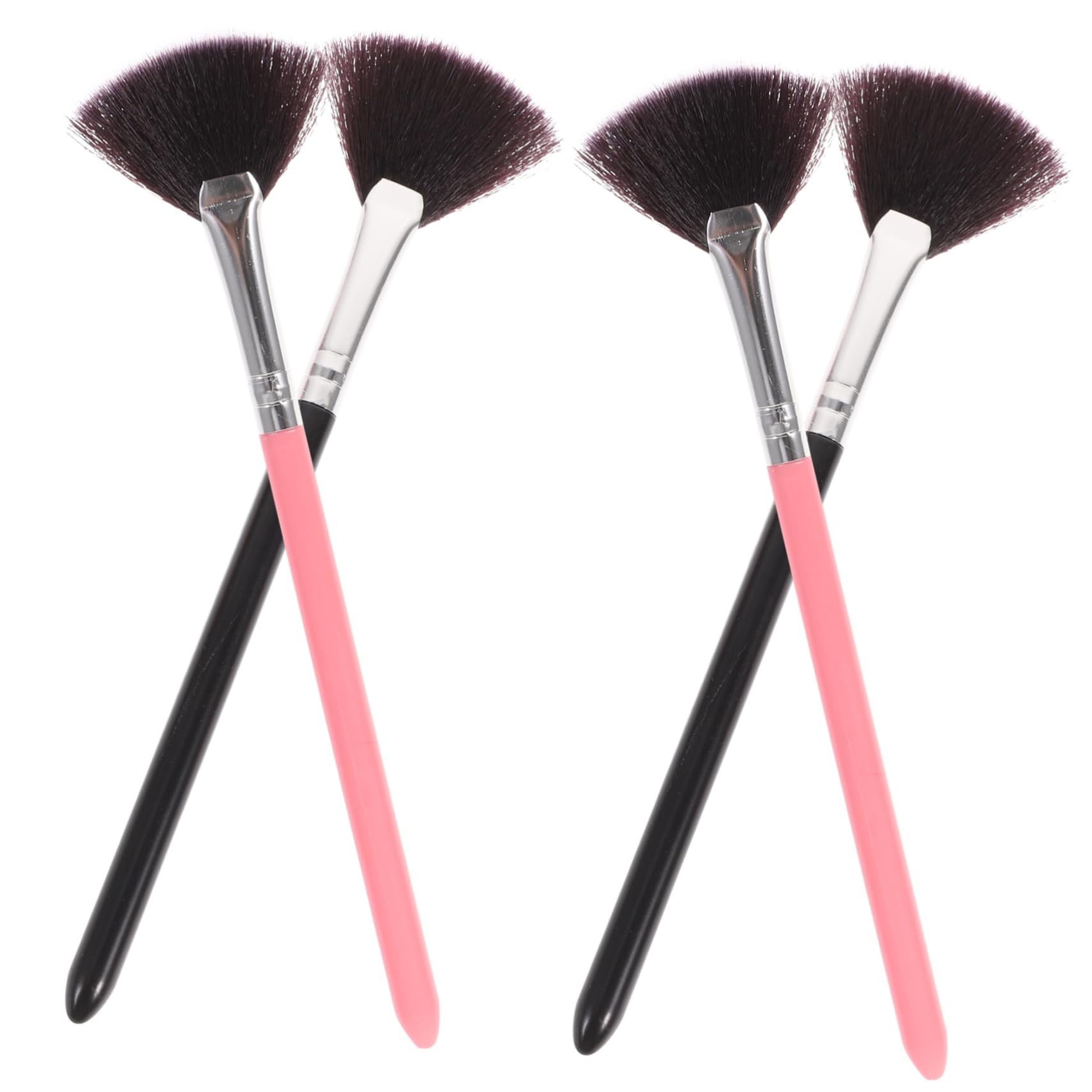 Outanaya 4pcs Makeup Brushes Long Handle Fan Shape Blusher Powder Brush for Daily Use Premium for Finish