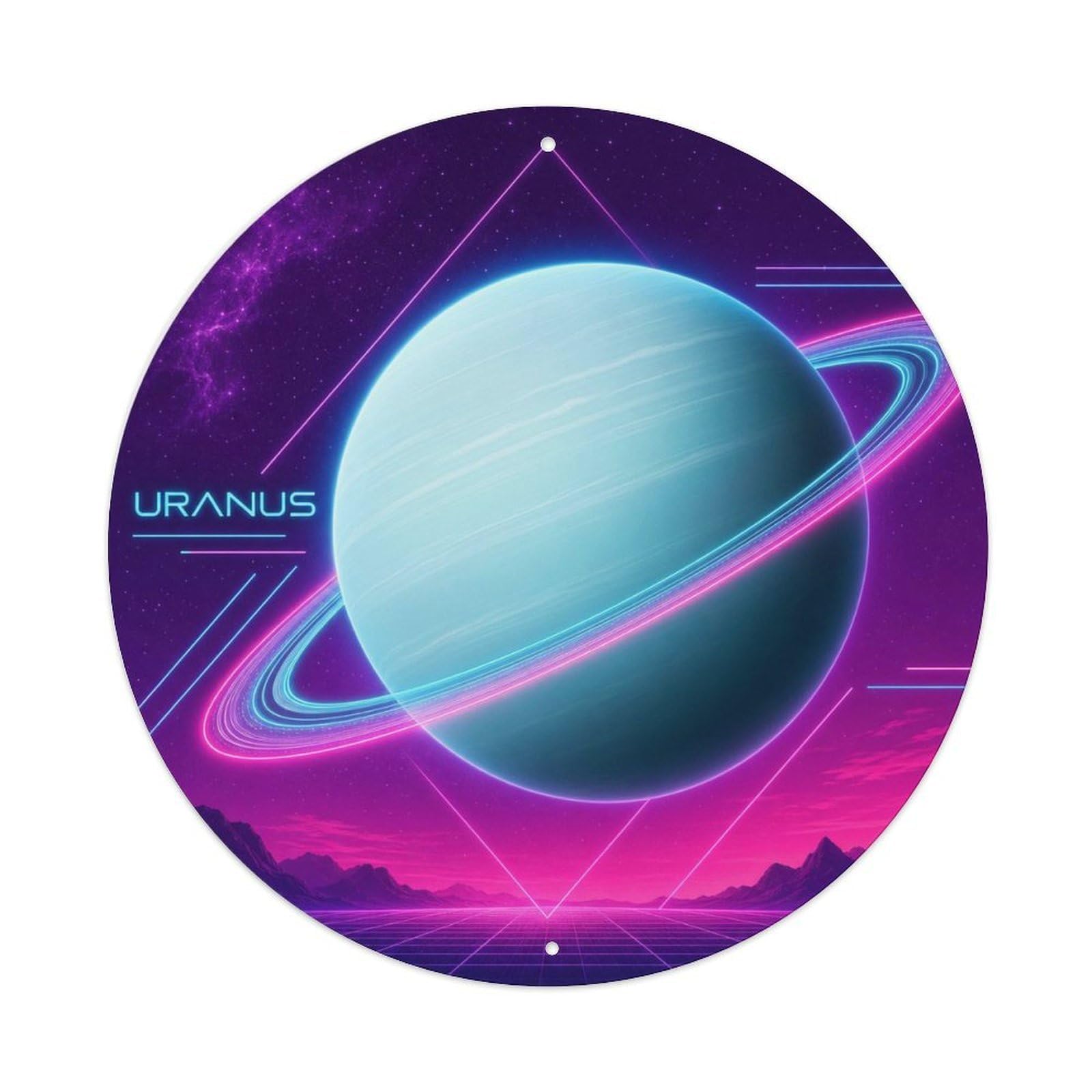 Cosmos Saturn Ringed Planet Celestial Planetary Orbit Metal Tin Sign Plaque Wall Decor for Cafe, Man Cave, Club Bar, Office, Home Garden Round Metal Poster 8x8Inch