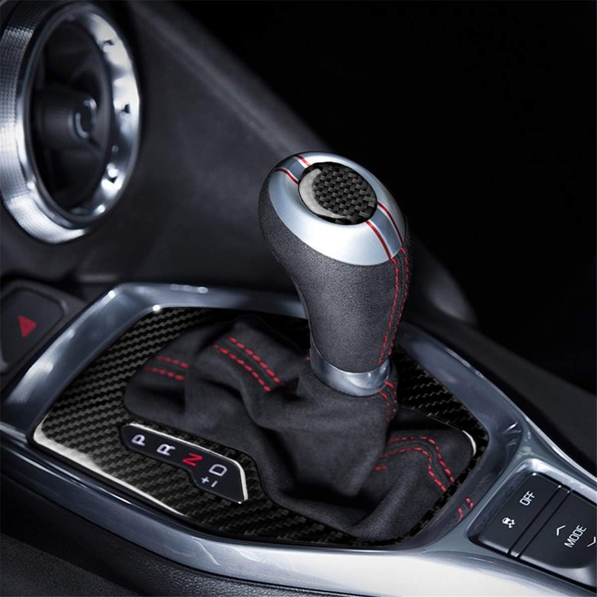 Carbon Fiber Inner Mouldings Frame Cover Automotive Interior Sticker Trim For Chevrolet Camaro 2017-2019 (Center Console Gear Shift Panel A)