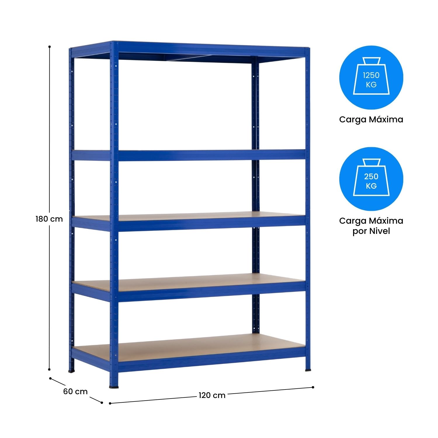THINIA HOME Pack 2 Estanterías Modulares con 5 Baldas Ajustables 180x120x60cm 1250Kg