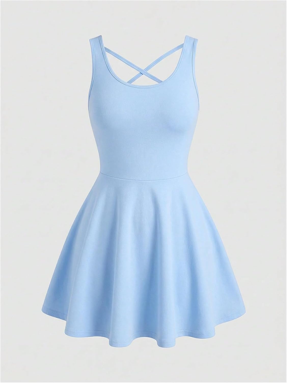 SHENHE Girl's Athletic Tennis Dress with Shorts Pocket Sleeveless Cross Back Active Golf Dress