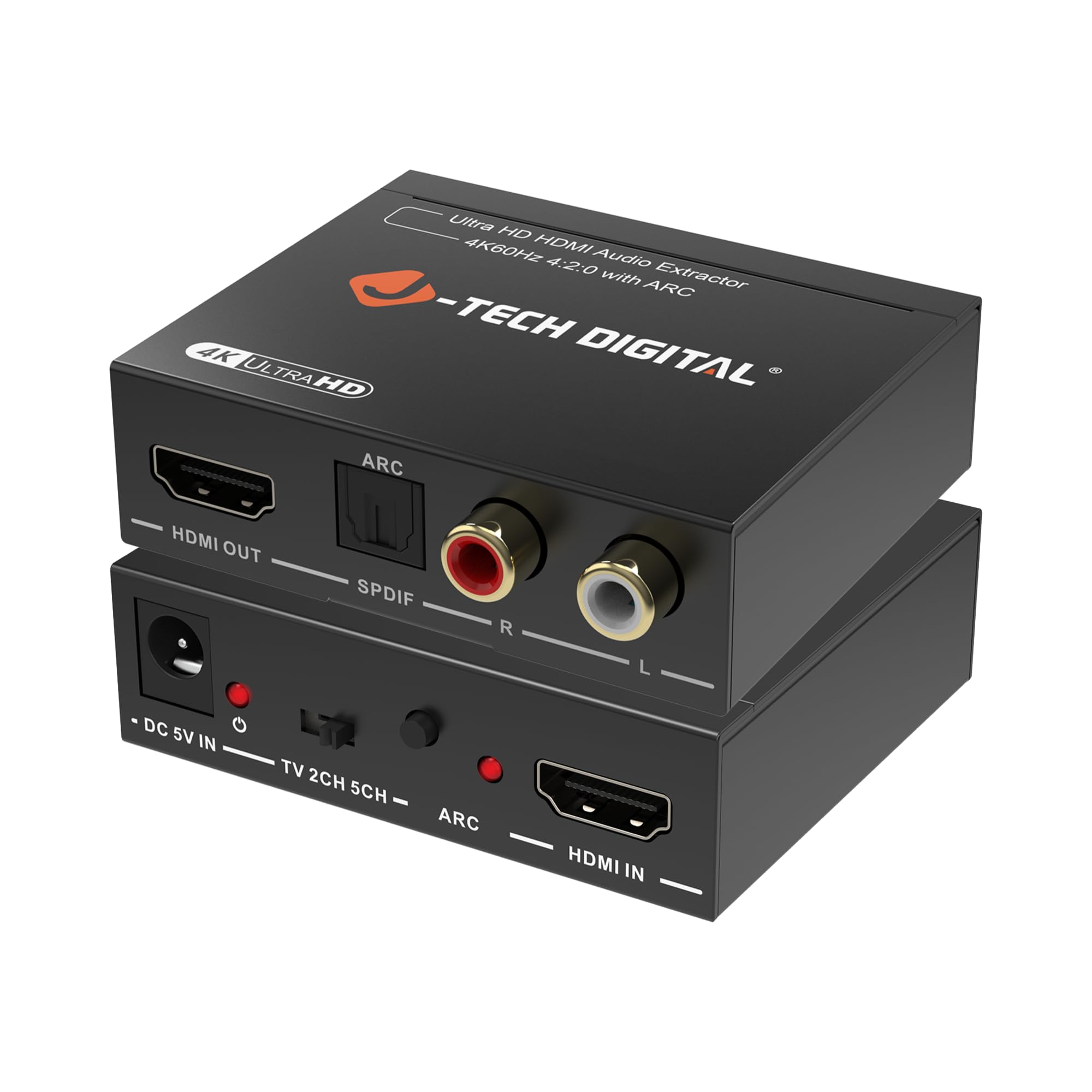 HDMI Audio Extractor 4K 60Hz HDMI to Optical SPDIF + RCA, Supports HDMI ARC Dolby Digital DTS CEC HDCP 1.4 by J-Tech Digital [JTD4KATSW]