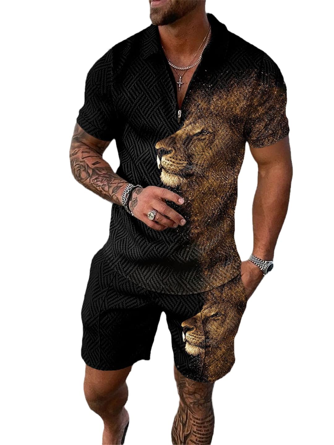 Ensemble polo homme manches courtes anti-transpiration short de survêtement d'été XL - 8