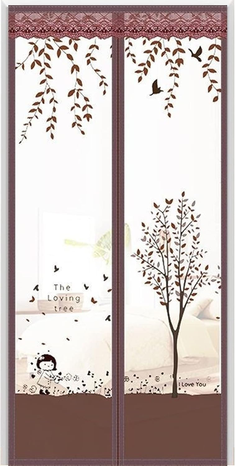 N2K2 ENTERPRISE Polyester Magnetic Mosquito Net for Door Mosquito Curtain for All Types & Sizes Door Nets for Mosquitoes Auto-Closing Insect Screen to Keep Mosquitoes Out (210 * 110cm, Brown)