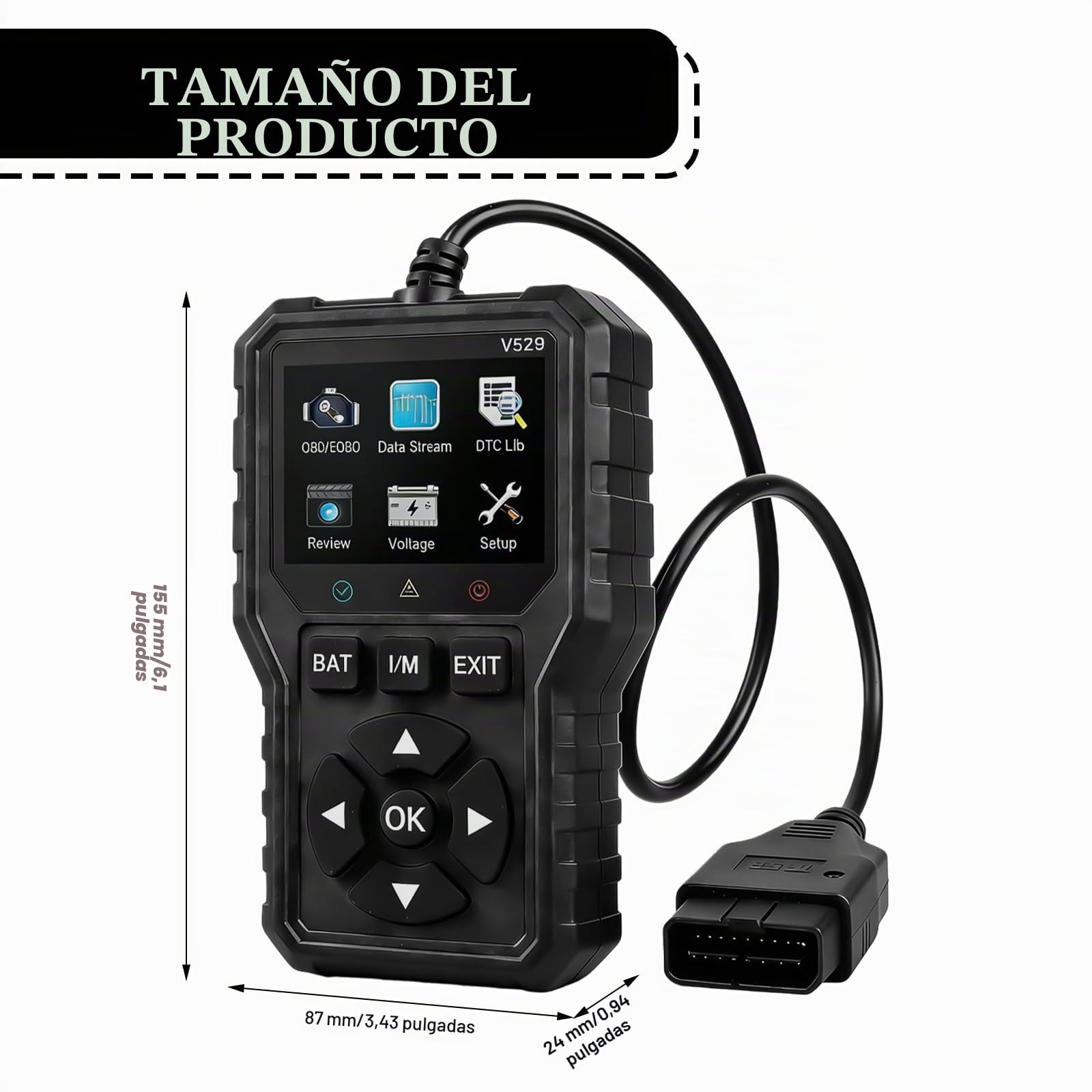 Dispositivo de diagnóstico OBD2, lector de coche, escáner de coche con pantalla y 10 idiomas, funciones OBDII completas para todos los vehículos a partir de 2002, herramienta de diagnóstico EOBD