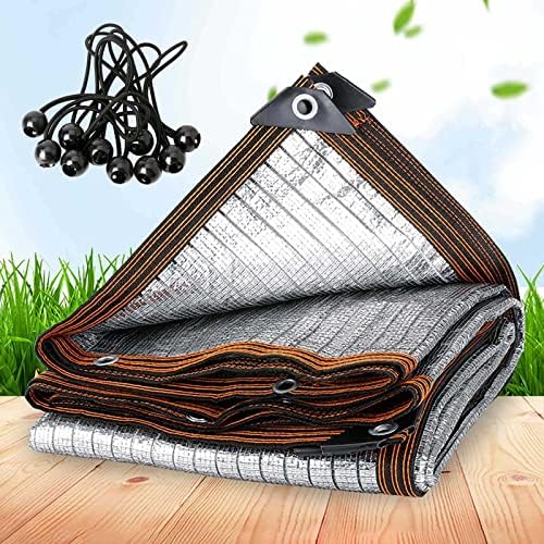 85% Shade Tarps with Grommets, Heat Insulation Aluminet Shade Cloth 3.3×3.3 3.3×6.5 6.5×6.5 6.5×10 10×10 10×13 10×20 13×13 13×20ft, Pull Resistant Shade Mesh for Plants, for Greenhouses Yards Gardens