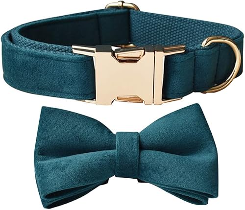 Collar de perro con pajarita, collares de terciopelo para perro con hebilla de metal desmontable, collares ajustables suaves y cómodos para perros