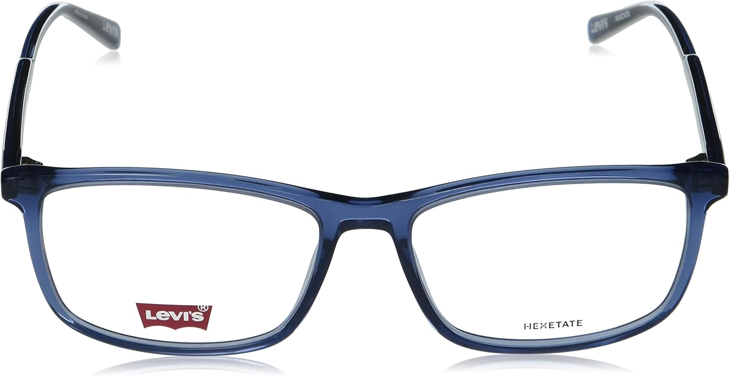 Levi's Men's LV 1018 Rectangular Prescription Eyeglass Frames, Blue/Demo Lens, 55mm, 16mm