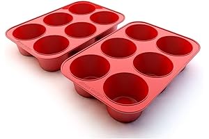 Silicone Texas Muffin Pans and Cupcake Maker, Mega-Sized 6 Cup Jumbo
