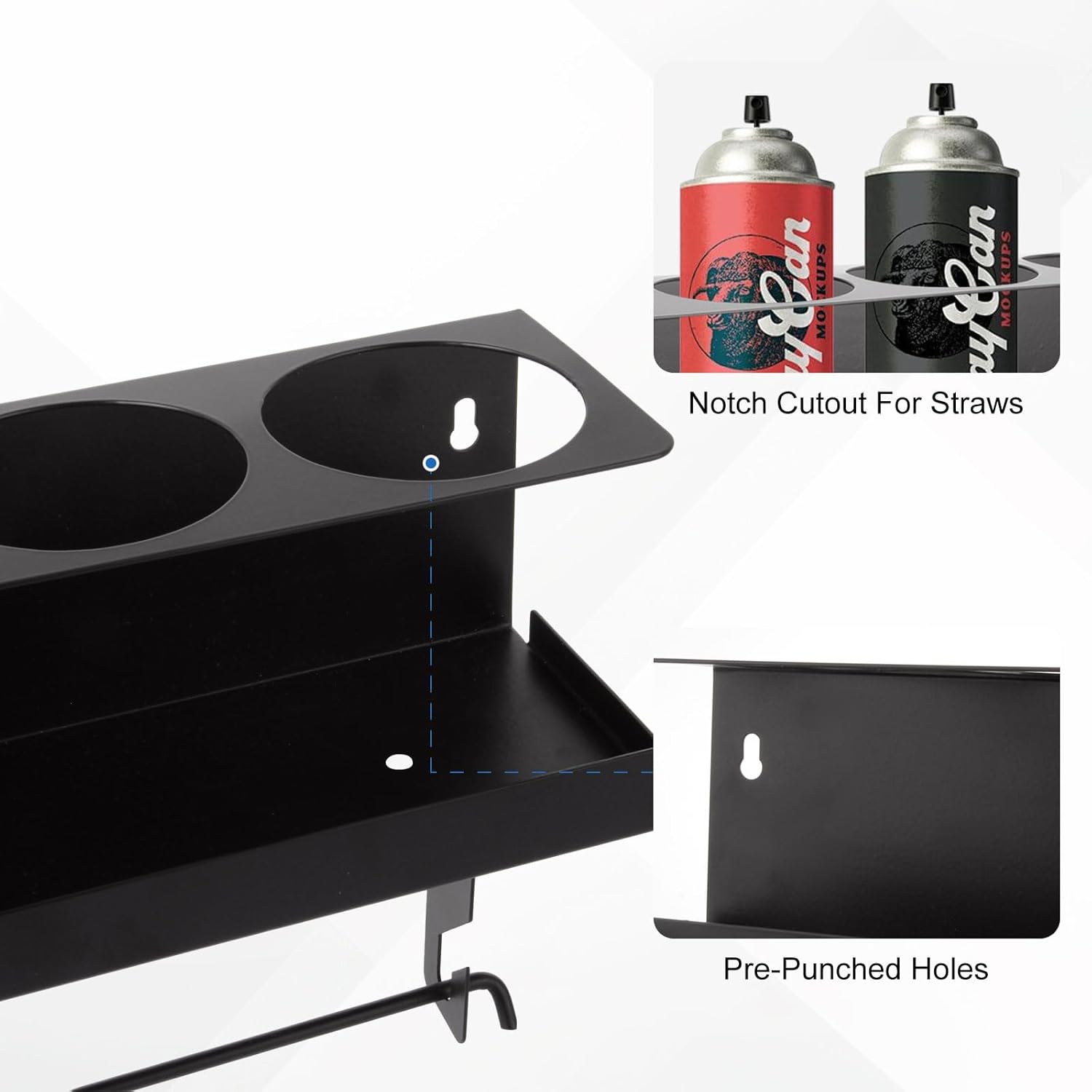 5 Aerosol Spray Can Holder Wall Mount Garage Paper Towel Holder Black 5 Aerosol Can Holder Heavy Duty Spray Can Organizer for Garage Organization and Storage