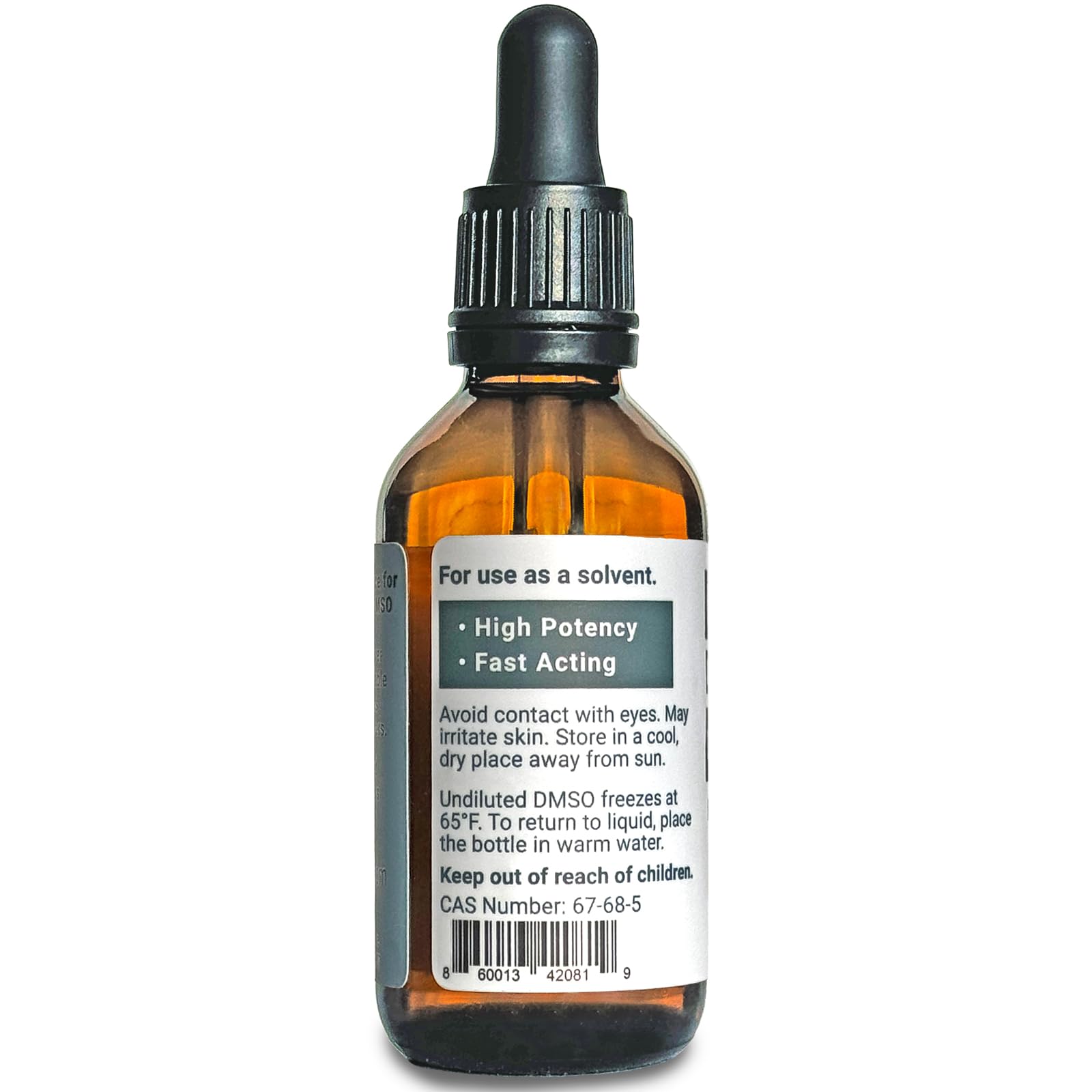 DMSO Liquid 99.99% Pharmaceutical Grade Dimethyl Sulfoxide - Glass Dropper 2 oz