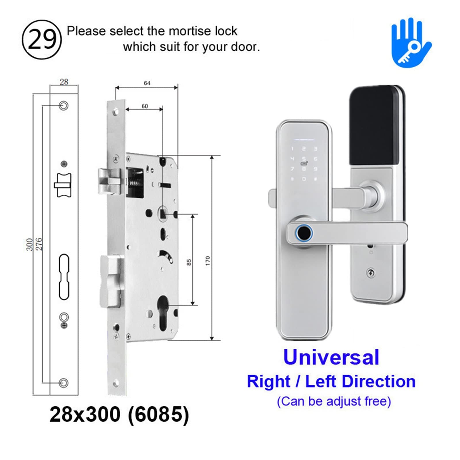X5 Silver Smart Lock Serratura per porta con impronta digitale biometrica TT Lock App senza chiave Apri la porta da remoto Serrature per porte con impronta digitale, Serrature intelligenti a