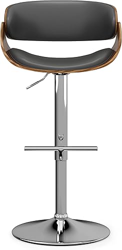 Miniatura 68 de SIMPLIHOME Lowell Taburete de bar giratorio ajustable, silla tapizada de metal de 33 pulgadas de altura del asiento en tela de aspecto de lino gris