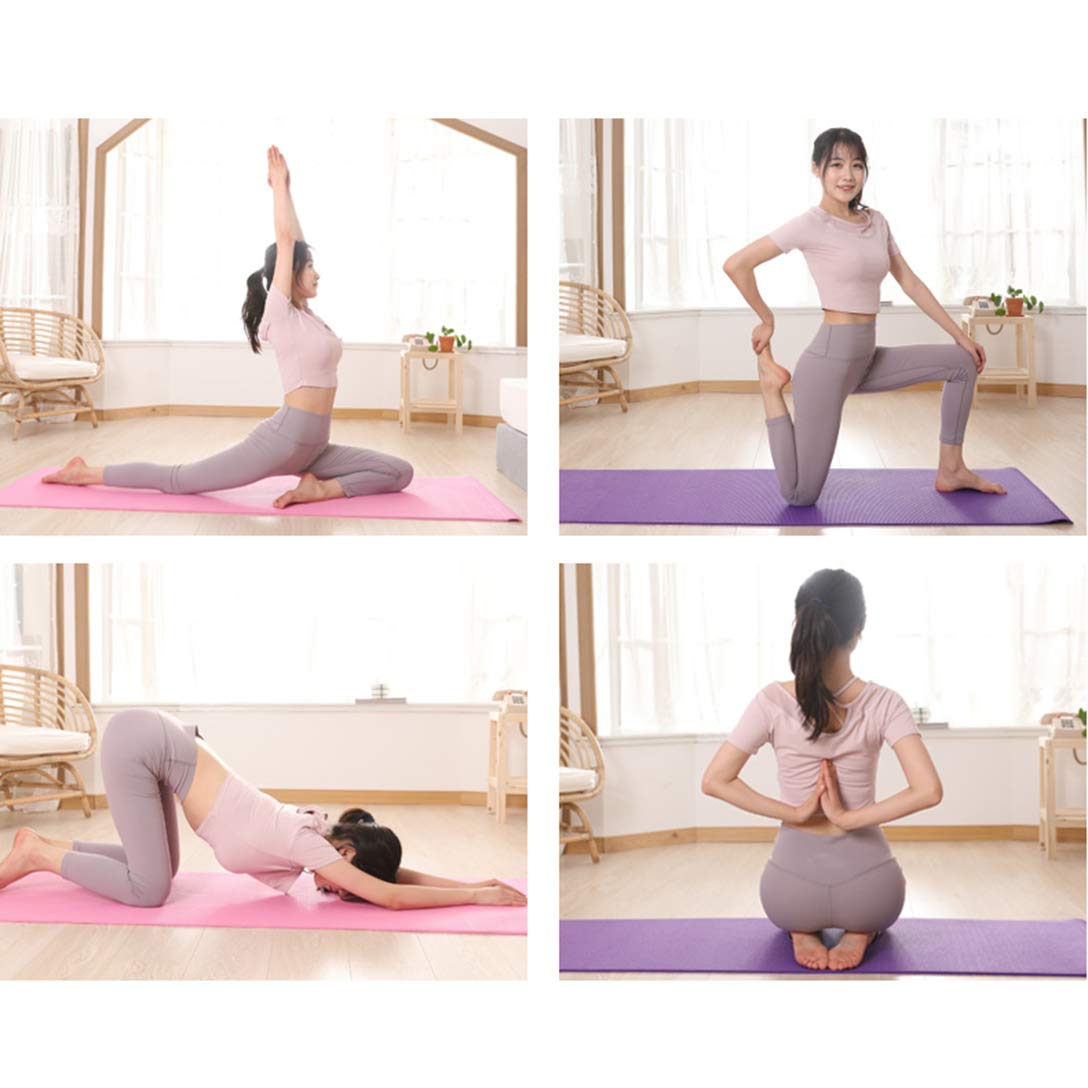 Yoga Mat Fitness Pilates Gym TPE Non Slip Exercise Pad Bag Strap Women