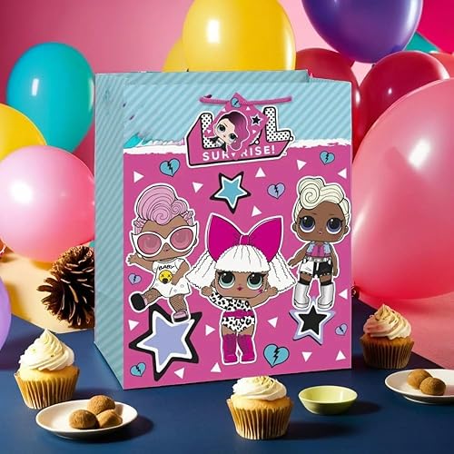 Miniatura 6 de Bolsa de regalo de papel LOL Surprise multicolor grande – 1 unidad | Diseño llamativo, perfecta para cumpleaños y ocasiones especiales