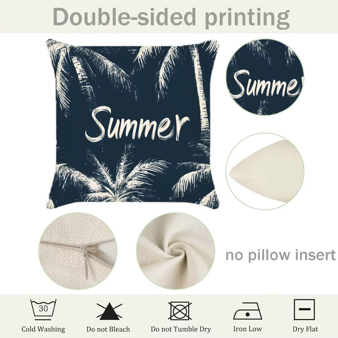 Fundas Cojines 40x40 cm Exterior Cojines Azul Marino Fundas de Almohada Juego de 4, Cuadrados Funda Cojin Plantas Tropicales Almohadas Sofa Cama Decorativos para Hogar, Jardín, Salón y Dormitorio Ym69