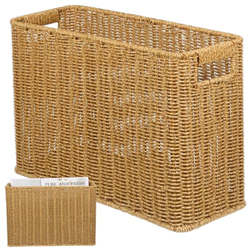Garneck Rattan Sundry Storage Box Magazine Basket Dark Wicker Woven Storage Bin Home Organizer Organizer for Toy