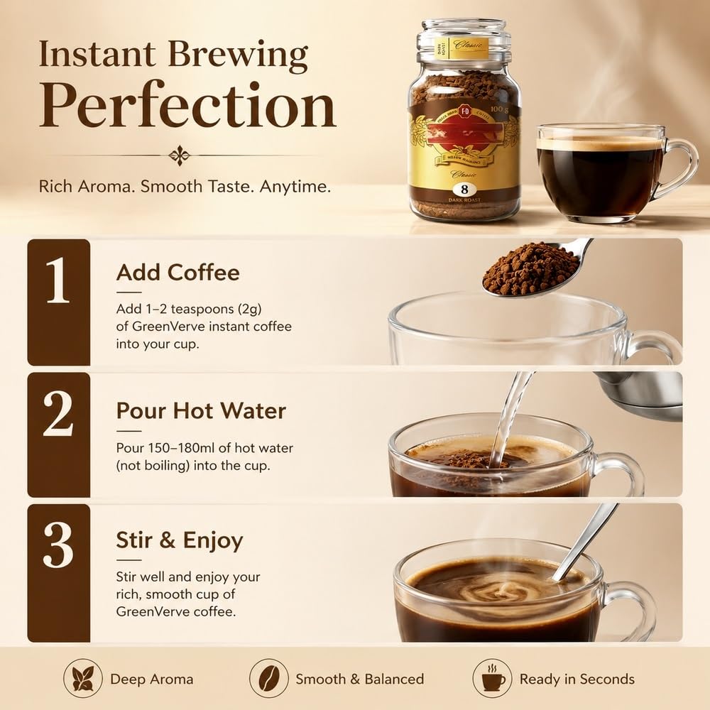 8 Caffè solubile liofilizzato in polvere, Caffè Arabica 100g